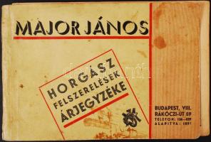 cca 1940 Major János Horgász felszerelések árjegyzéke. Képes katalógus 156p