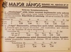 cca 1940 Major János Horgász felszerelések árjegyzéke. Képes katalógus 156p