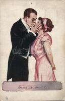 Kissing couple, romantic card s: James Montgomery Flagg (pinhole)