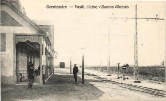 Szentendre - 3 db régi városképes lap: Vasút és villamos állomás, Dumtsa Jenő utca, Leánynevelő inté...