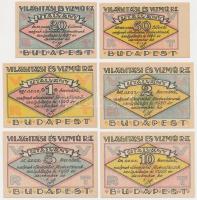 Budapest 1920. 20f, 50f, 1K, 2K, 5K, 10K "Világítási és Vízmű Rt." utalvány T:I