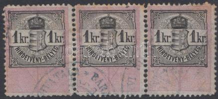 1868 Hirdetménybélyeg 1kr hármascsík