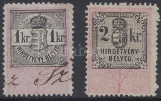 1868 Hirdetménybélyeg 1kr, 2kr