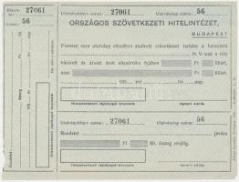 Budapest ~1950. "Országos Szövetkezeti Hitelintézet" kitöltetlen utalványa T:I-