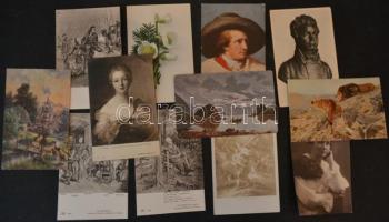 Egy doboznyi RÉGI motivumlap, sok használatlannal; gyerek, humoros, virág, művész, híres ember, ural...