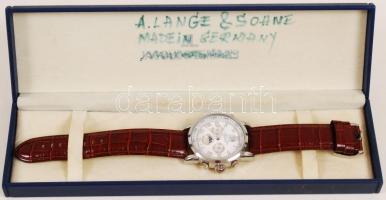 Arthur Lange & Söhne automata karóra, naptárral, holdnaptárral, másodperc mutatóval, bőr szíjjal...