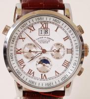 Arthur Lange & Söhne automata karóra, naptárral, holdnaptárral, másodperc mutatóval, bőr szíjjal...