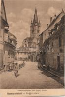 Nagyszeben, Pempflingergasse, evang. Kirche, utca, templom / street, church