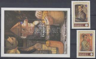 1993 POLSKA nemzetközi bélyegkiállítás: lengyel festők képei sor Mi 1702-1703 + blokk Mi 238