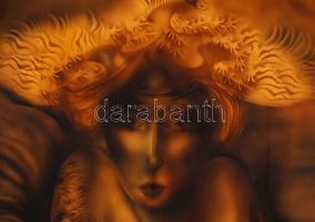 Herpai Zoltán (1951-2011): Medusa. (Akt) Olaj, farost, jelzés nélkül, keretben, 108x50 cm