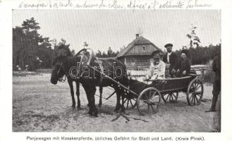 Panjewagen mit Kosakenpferde / Russian Cossack horse carriage around Pinsk, folklore
