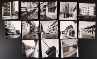cca 1960-1965 Kotnyek Antal képriportja Miskolcról, 13 db városkép épületfotó, életkép, néhány feliratozva, 13x13 cm