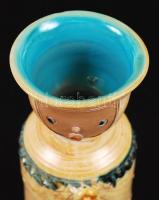 Kiss Roóz Ilona (1920-2010): Gyertyatartós női figura. Festett mázas kerámia, kis lepattanással, jel...