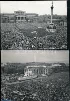 Tömegjelenetek az 1960-1970-es évekből, 3 db szocreál életkép, 13x18 cm