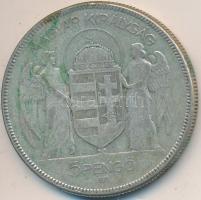 1930. 5P Ag "Horthy-jobbra" T:3 patina Adamo P8