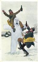 Drunk soldiers, humour B.K.W.I. 2856-6. s: Schönpflug