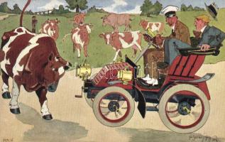 Automobile, humour B.K.W.I. 574-5. s: Schönpflug