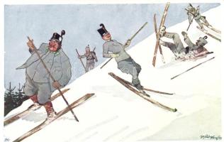 K.u.K. alpine unit, skiing, humour B.K.W.I. 560-7. s: Schönpflug