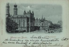 1898 Bielsko, Bielitz; Tunnelstrasse / street, synagogue