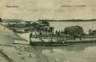 Dunaszekcső, Hajóállomás, komp átkelés, gőzhajó, Balogh Pál kiadása (EK)