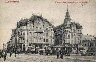 Nagyvárad, Fekete Sas Nagyszálloda és kávéház, villamos / hotel, cafe, tram (EK)