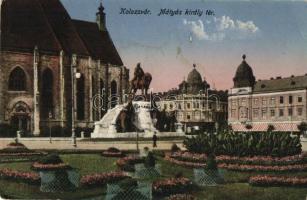 Kolozsvár, Mátyás király tér, szobor / square, statue (EK)
