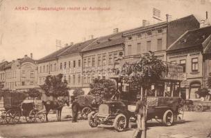 Arad, Szabadság tér, Csillag köz, Szappan és gyertya gyár,Rozsnyai gyógyszertár, autóbusz, kiadja Weisz leó / square, soap and candle factory, pharmacy, bus (Rb)