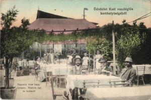 Budapest III. Óbuda, hajóállomás, Kuti István vendéglője és kiadása, reklám (EK)