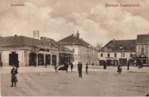 Érsekújvár, Gimnázium, Stern Lipót üzlete / grammar school, shop (EK)