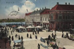 Bród, Slavonski Brod; Jelacicev trg / square, market, shop of Rudolf Sablek