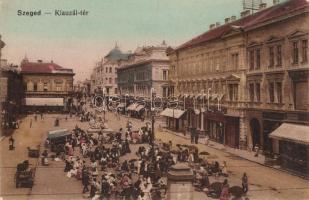 Szeged, Klauzál tér, Seifmann Mór és Fiai üzlete, Árvay üzlete, piac