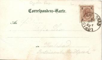 1892 (!!) Karlovy Vary, Karlsbad; Stefaniewarte / vyhlídka, lookout tower; rare, early postcard