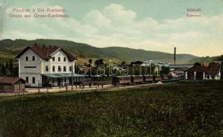 Velké Karlovice, Gross-Karlowitz; Nádrazí, Bahnhof; Nakladatel Jan Vasut / railway station