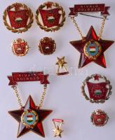 ~1950-1960. 10db zománcozott szocialista jelvény: "Szocialista Brigád" és "Kiváló Dolgozó" jelvények T:1,2