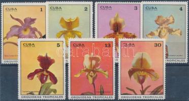 Orchids set + Stamp Exhibition block, Orchideák sor + Bélyegkiállítás blokk