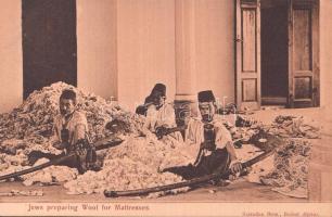 Jews preparing wool for mattresses