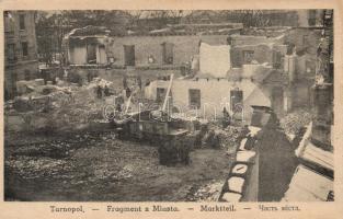 Ternopil / Tarnopol; Market place, damaged buildings, photo