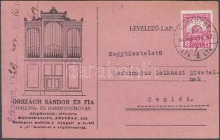 Budapest XV. Rákospalota, Országh Sándor és fia Orgona- és Harmoniumgyár, reklám, Országh által írt lap a ceglédi református templom rendbehozatalárt