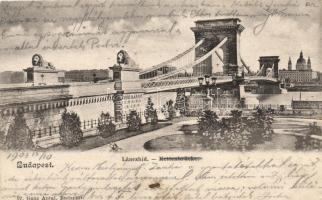 Budapest, Lánchíd, Ganz Antal kiadása (fa)