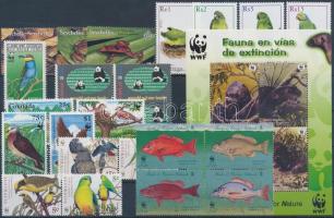 WWF motif item 1984-2004 25 diff. stamps, with complete sets + 1 block, WWF motívum tétel 1984-2004 25 db bélyeg, közte teljes sorokkal + 1 db blokk