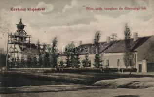 Kisjenő, Római katolikus templom építés alatt, Főhercegi lak / church under construction, Archduke's place (EK)