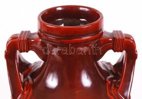 Zsolnay fedeles padlóváza, ökörvér mázzal, körpecséttel jelzett, hibátlan, m:62 cm