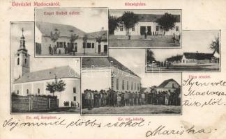 Madocsa, Községháza, Engel Rudolf üzlete, Evangélikus református templom és iskola (fl)