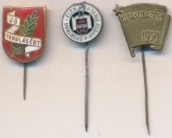 ~1950. "Jó tanulásért" (2x) zománcozott és Br jelvény + DN "Élen a tanulásban - sportban" zománcozott jelvény T:2