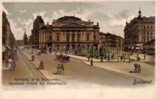 Budapest VIII. Kerepesi út és Népszínház litho (EK)