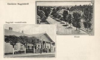 Nagylak, vasútállomás, Fő tér, kiadja Schillinger Jolán porcelán és papírkereskedő