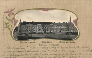 Eszék, Essegg, Osijek; Zitni trg. / square, Art Nouveau (fl)