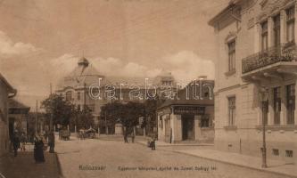 Kolozsvár, Egyetemi könyvtári épület, Szent György tér, Ronai J. Fehérnemű tisztító Intézete, Stief kiadása / Library, square, Lingerie cleaner Institute (wet damage)