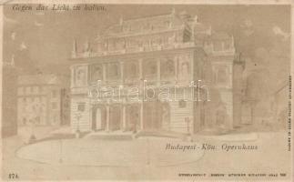 Budapest VI. Opera hold to light litho