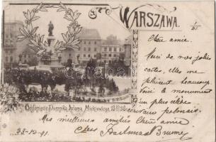 Warsaw, Odsloniecie Pomnika Adama Mickiewicza / Mickiewicz statue, floral (cut)